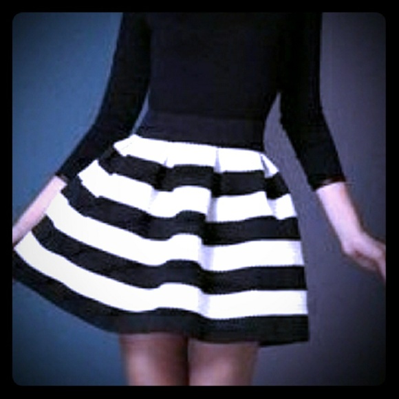 Coveted Clothing Dresses & Skirts - Coveted B&W Striped Skirt